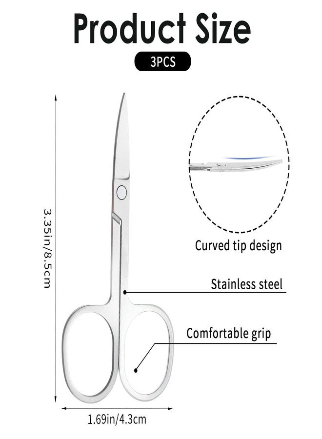 Eldraqth 3 Pcs Cuticle Curved Scissors Portable Eyebrow Scissor Stainless Steel Dog Hair Scissors for Grooming Grooming Hair Scissor for Beard Eyelash, Trim Nail - Image 2